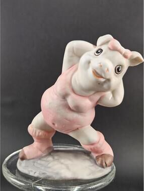 ny Pig Workout Figurine New Years Goal  White Elephant Funny  Gift 2.5"